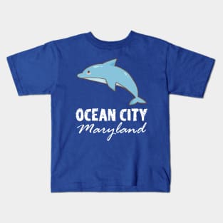 Ocean City Maryland (blue dolphin) Kids T-Shirt